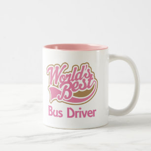 Stuurprogramma Cute Pink Worlds Best Bus Driver Tweekleurige Koffiemok