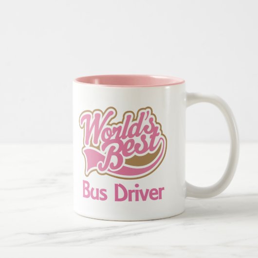 Stuurprogramma Cute Pink Worlds Best Bus Driver Tweekleurige Koffiemok (Rechts)