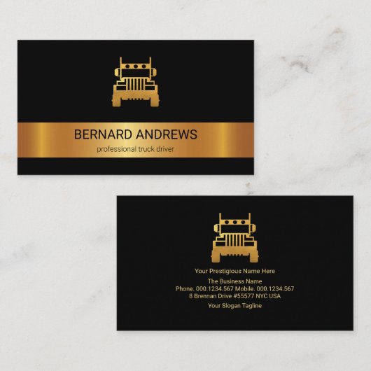 Stuurprogramma Elegant Gold Stripe Gold Truck Visitekaartje (Voorkant / Achterkant)