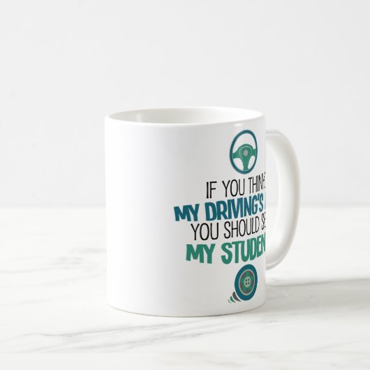 Stuurprogramma funny Driving Instructor Teacher Co Koffiemok (Voorkant rechts)