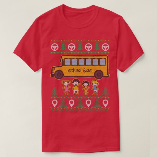 Stuurprogramma Funny School Bus Ugly KerstHappy Ho T-shirt (Design voorkant)
