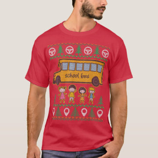 Stuurprogramma Funny School Bus Ugly KerstHappy Ho T-shirt