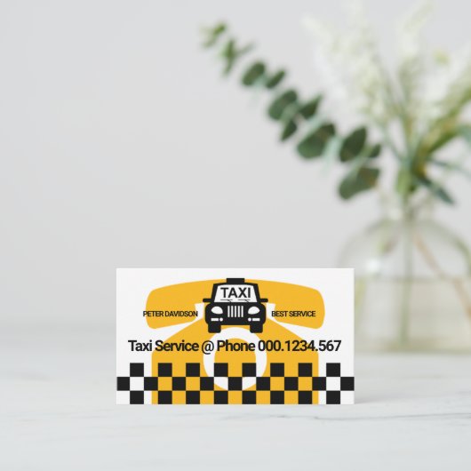 Stuurprogramma grote Gele Taxi Motif Checkbox Visitekaartje (Staand voorkant)