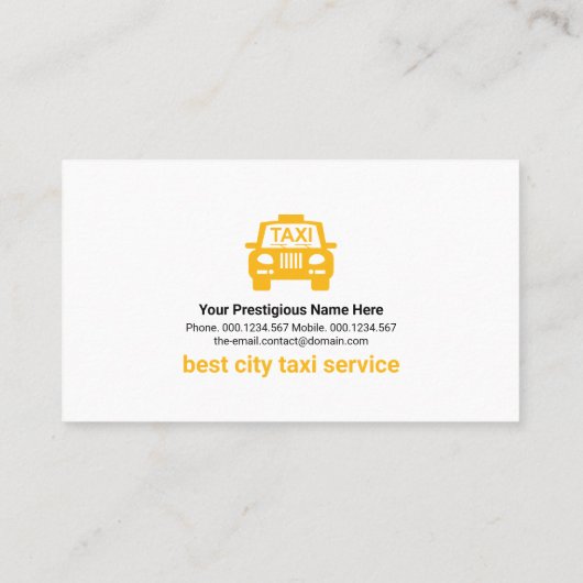 Stuurprogramma grote Gele Taxi Motif Checkbox Visitekaartje (Achterkant)