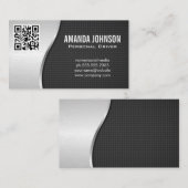Stuurprogramma | metallische achtergrond | QR-code Visitekaartje (Voorkant / Achterkant)