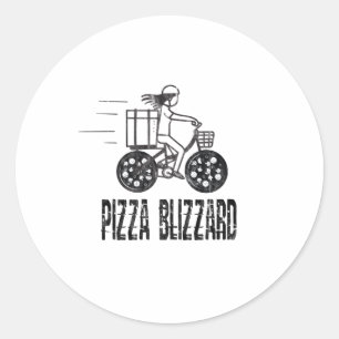Stuurprogramma Pizza Blizzard Bike Courier Ronde Sticker