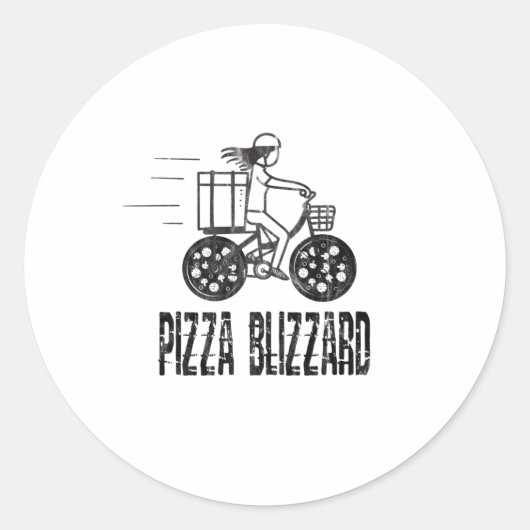 Stuurprogramma Pizza Blizzard Bike Courier Ronde Sticker (Voorkant)