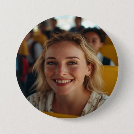 Stuurprogramma Schoolbus Foto Aanpassen Ronde Button 7,6 Cm (Voorkant)