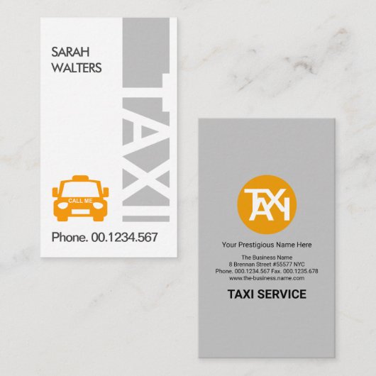 Stuurprogramma Verticale grijze TAXI Signage Taxi Visitekaartje (Voorkant / Achterkant)