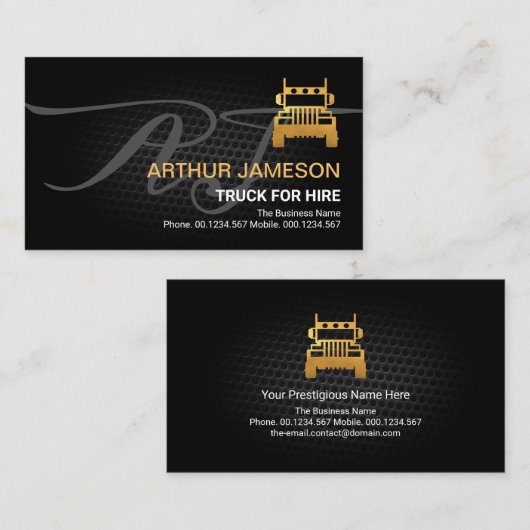 Stuurprogramma voor Black Wire Mesh Vignette Gold  Visitekaartje (Voorkant / Achterkant)