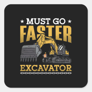Stuurprogramma voor graafmachines moet sneller wer vierkante sticker