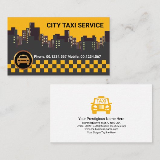 Stuurprogramma voor het landschap Taxi in Bright Y Visitekaartje (Voorkant / Achterkant)