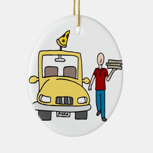 Stuurprogramma voor levering Pizza Keramisch Ornament (Rechts)