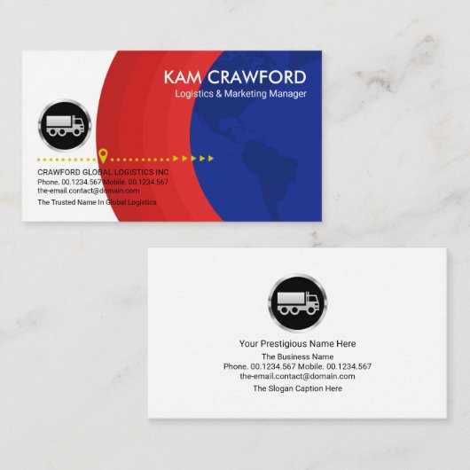 Stuurprogramma voor Red Wereldbol Layers Silver Tr Visitekaartje (Voorkant / Achterkant)