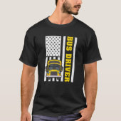 Stuurprogramma voor schoolbus Retro American Flag  T-shirt (Voorkant)