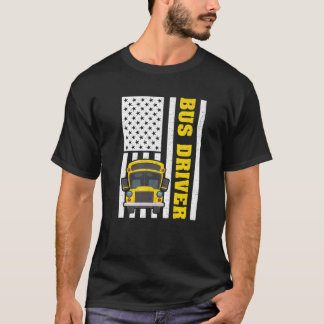 Stuurprogramma voor schoolbus Retro American Flag  T-shirt