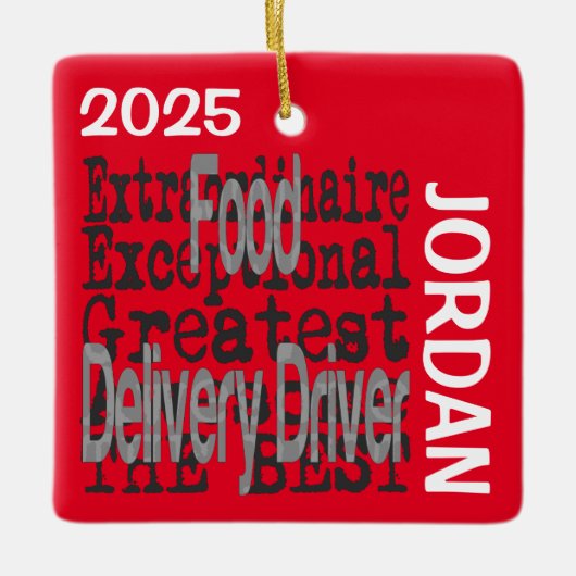 Stuurprogramma voor voedsellevering Extraordinaire Keramisch Ornament (Voorkant)