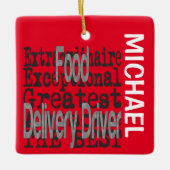 Stuurprogramma voor voedsellevering Extraordinaire Keramisch Ornament (Voorkant)