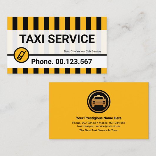 Stuurprogramma voor witte taxikabels visitekaartje (Voorkant / Achterkant)