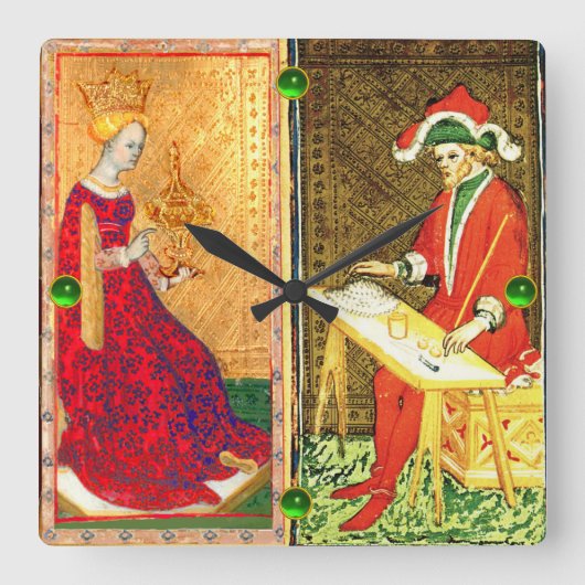 STUURSTUKKEN / MAGISCH EN KONINGIN VAN KUPS VIERKANTE KLOK (Voorkant)