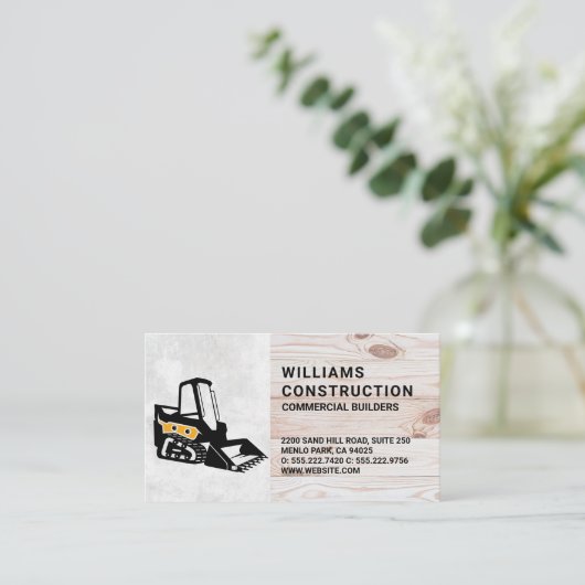 Stuurvoertuig voor bouw | Hout Visitekaartje (Staand voorkant)