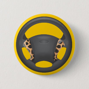 Stuurwiel met cheeta-print ronde button 5,7 cm