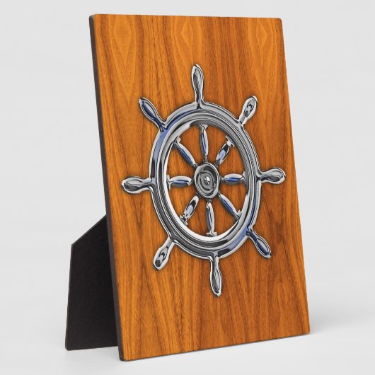 Stuurwiel op Teak Fineer Fotoplaat (Zijkant)