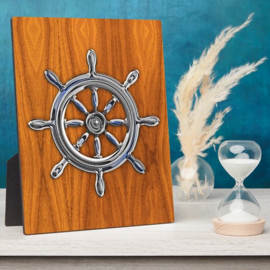 Stuurwiel op Teak Fineer Fotoplaat (Zijkant)