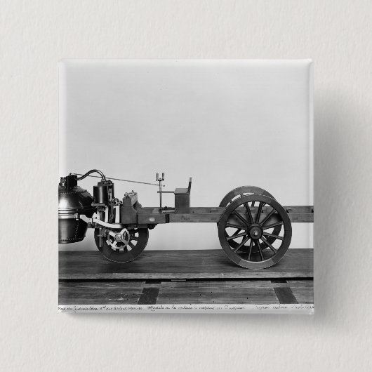 Stuwauto uitgevonden vierkante button 5,1 cm (Voorkant)