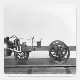 Stuwauto uitgevonden vierkante sticker