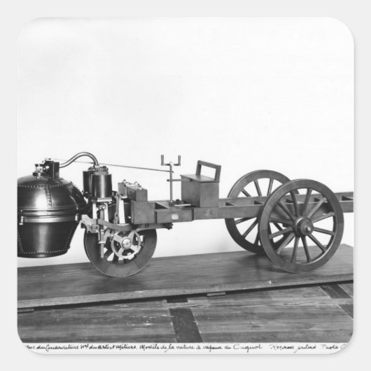 Stuwauto uitgevonden vierkante sticker (Voorkant)