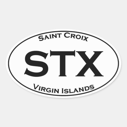STX - Saint Croix Maagdeneilanden Euro Style Oval Ovale Sticker (Voorkant)