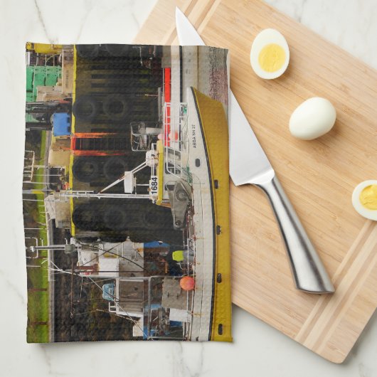 Stykkisholmur Harbour IJsland Tea Towel Theedoek (Quarter Fold)