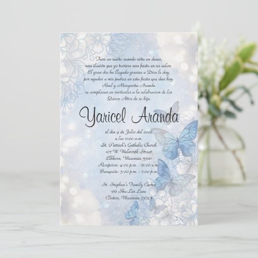 Style 18 Sky Blue Butterflies Kaart (Staand voorkant)