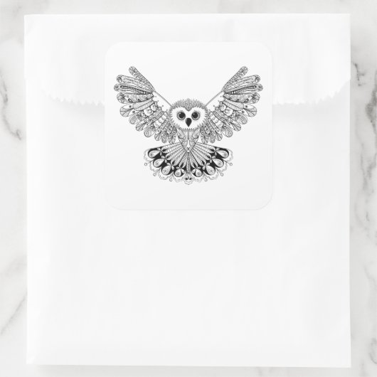 Style Black Owl Vierkante Sticker (Tas)