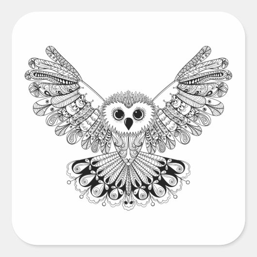Style Black Owl Vierkante Sticker (Voorkant)