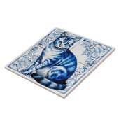  Style Blue Delft Cat keramische Tegel. Tegeltje (Zijkant)