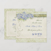  Style Blue Hydrangea Floral Swirl Damask Kaart (Voorkant / Achterkant)
