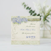  Style Blue Hydrangea Floral Swirl Damask Kaart (Staand voorkant)