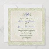  Style Blue Hydrangea Floral Swirl Damask Kaart (Achterkant)