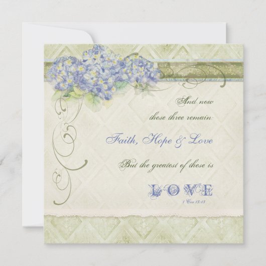  Style Blue Hydrangea Floral Swirl Damask Kaart (Voorkant)