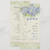  Style Blue Hydrangea Floral Swirl Damask Kaart (Voorkant / Achterkant)