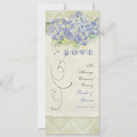  Style Blue Hydrangea Floral Swirl Damask Kaart (Voorkant)