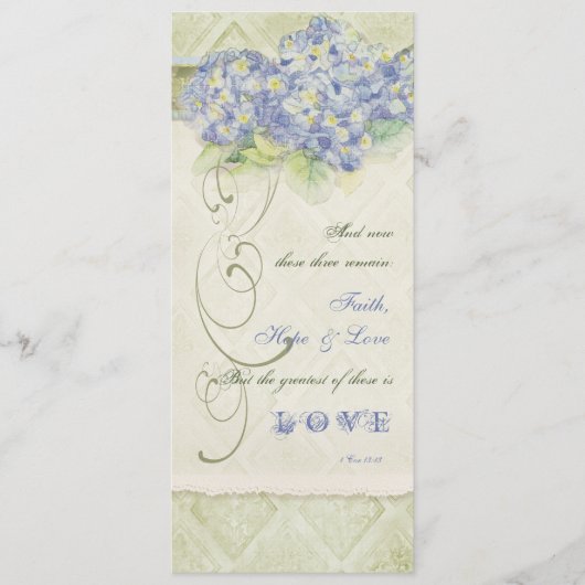  Style Blue Hydrangea Floral Swirl Damask Menu (Voorkant)