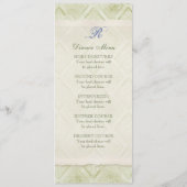  Style Blue Hydrangea Floral Swirl Damask Menu (Achterkant)