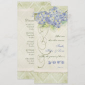  Style Blue Hydrangea Floral Swirl Damask Menu (Voorkant / Achterkant)