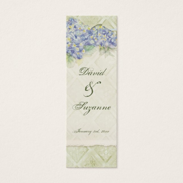  Style Blue Hydrangea Floral Swirl Damask Mini Visitekaartjes (Voorkant)
