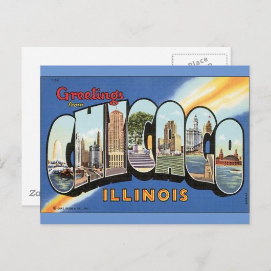 Style Chicago Illinois Briefkaart (Voorkant / Achterkant)