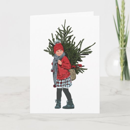  Style Christmas Girl Ornament. Kaart (Voorkant)