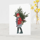  Style Christmas Girl Ornament. Kaart (Gele Bloem)